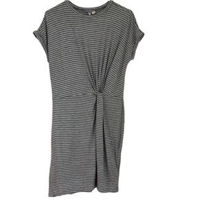 NEW NWT ALYA super soft T-shirt dress gray striped dress side knot size Medium